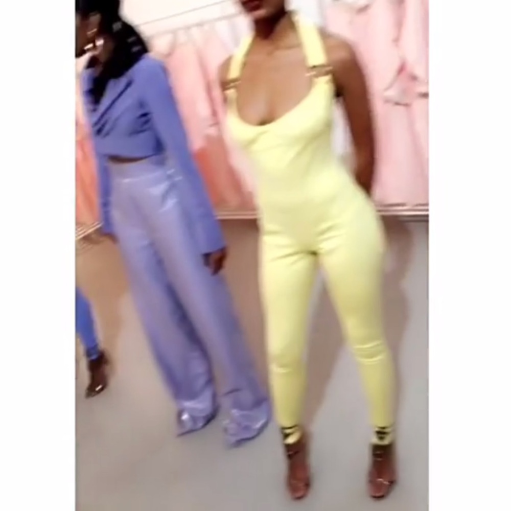 Yellow Halter Jumpsuit - Picture 3 of 6